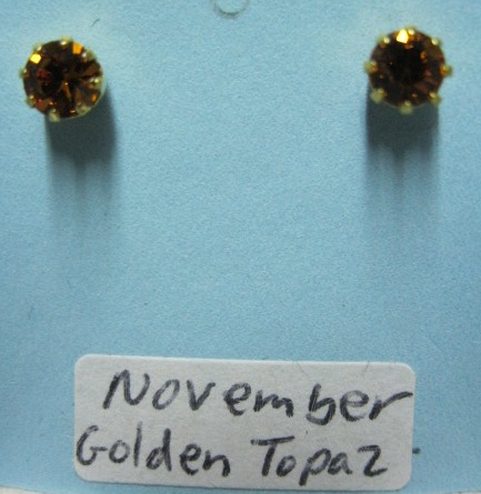 4488E Birthstone Earrings - November Golden Topaz Gold Tone